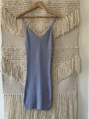 Free People Baby Blue Knit Bodycon Dress Size XS